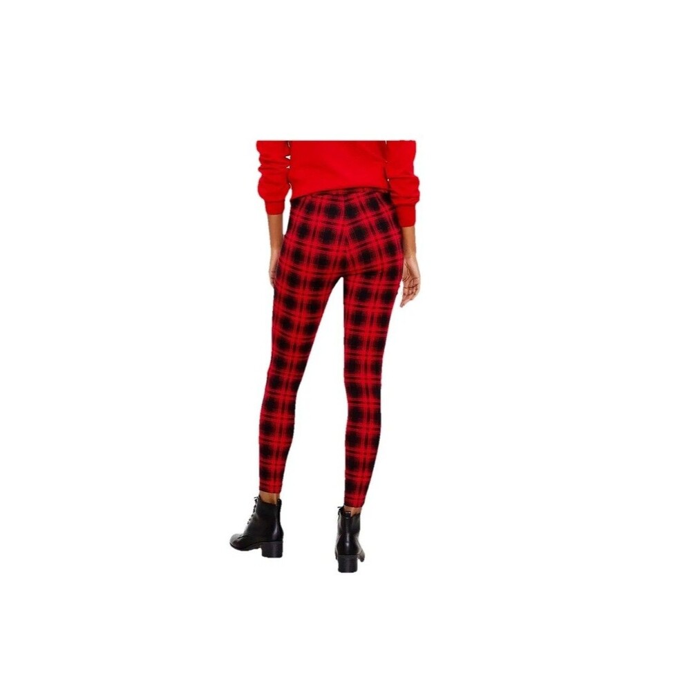 Loft Buffalo Plaid Ponte Leggings Skinny Leg Ankle Length Size Medium NEW